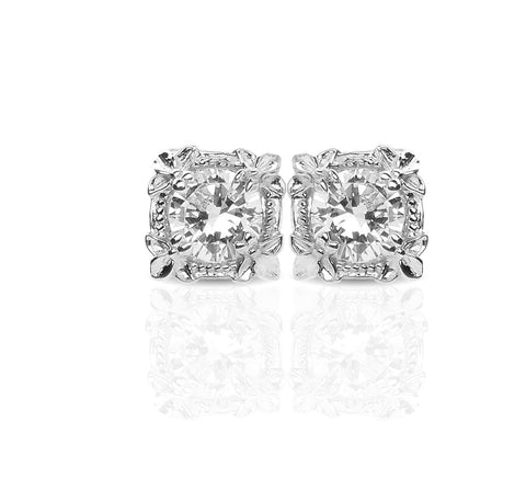 Fleur de Lis Zirconia Stud Earrings